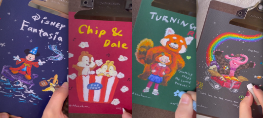 Drawing YouTube Lesson 5: How to Draw Disney favorites: Fantasia, Chip & Dale, Turning Red and Inside Out Bing Bong with Jisu Sang (ASMR)
