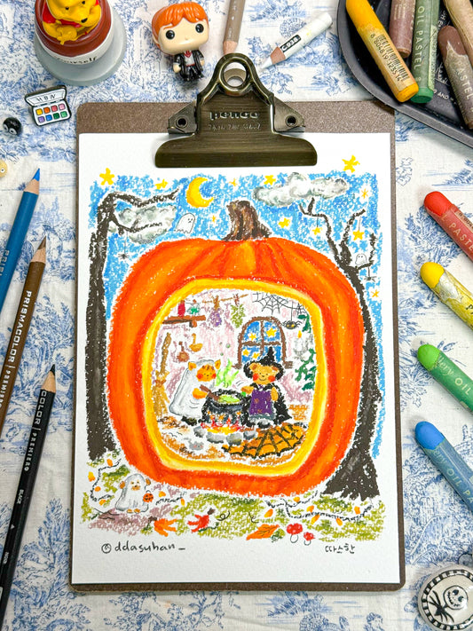 Teddy Bear's Halloween in a Pumpkin house