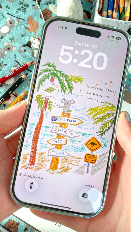 Keowa Koala let's go to Brisbane iPhone wallpaper created for Working Holiday Makers and International Students
